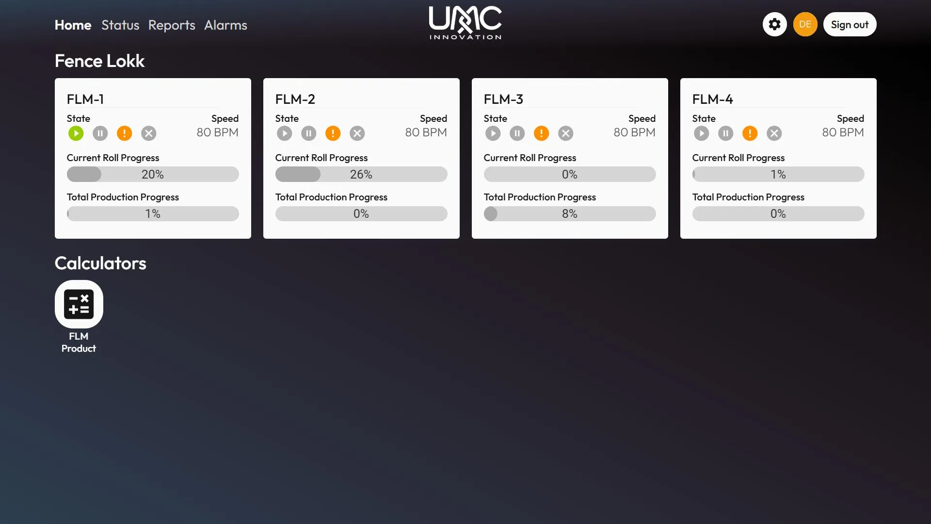 UMC reporting app - fleet overview